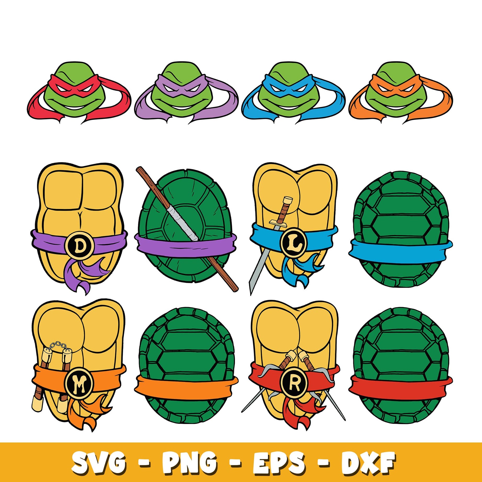 Ninja Turtles Face Mask And Shell svg, Ninja Turtles  bundle svg, cartoon svg  