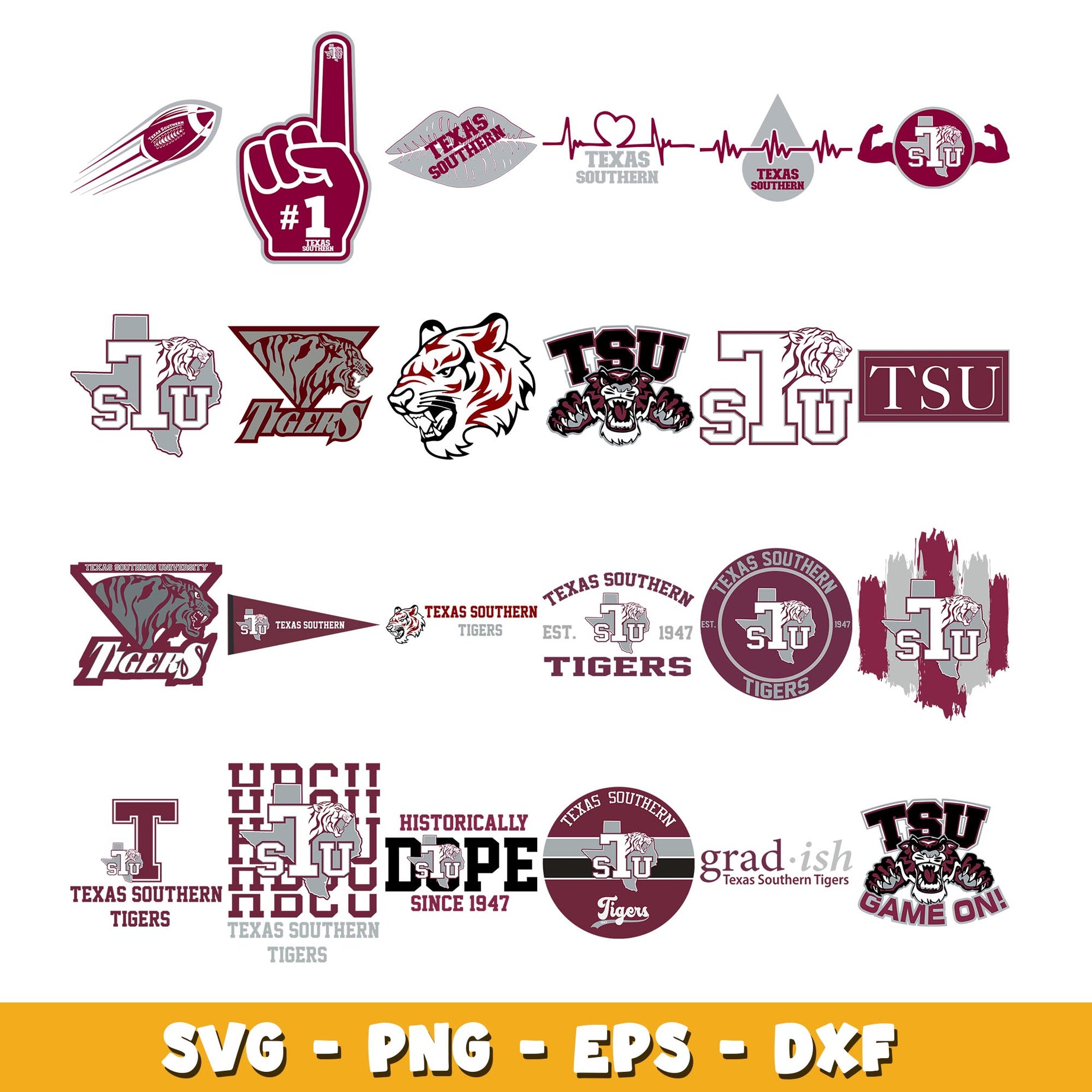 Texas Southern Tigers Bundle svg, Texas Southern Tigers logo svg, ncaa svg 