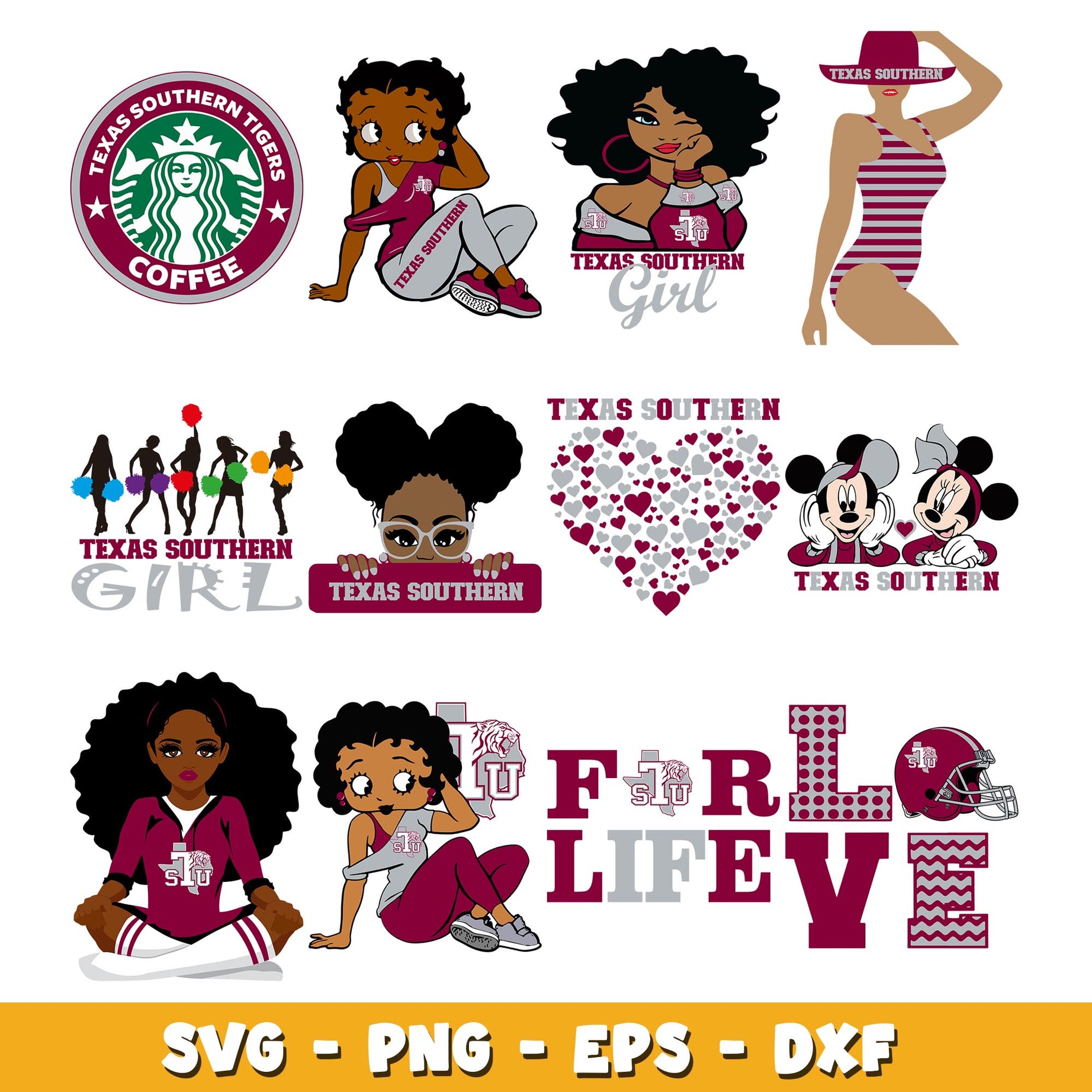 Texas Southern Tigers girl Bundle svg, Texas Southern Tigers logo svg, ncaa svg  