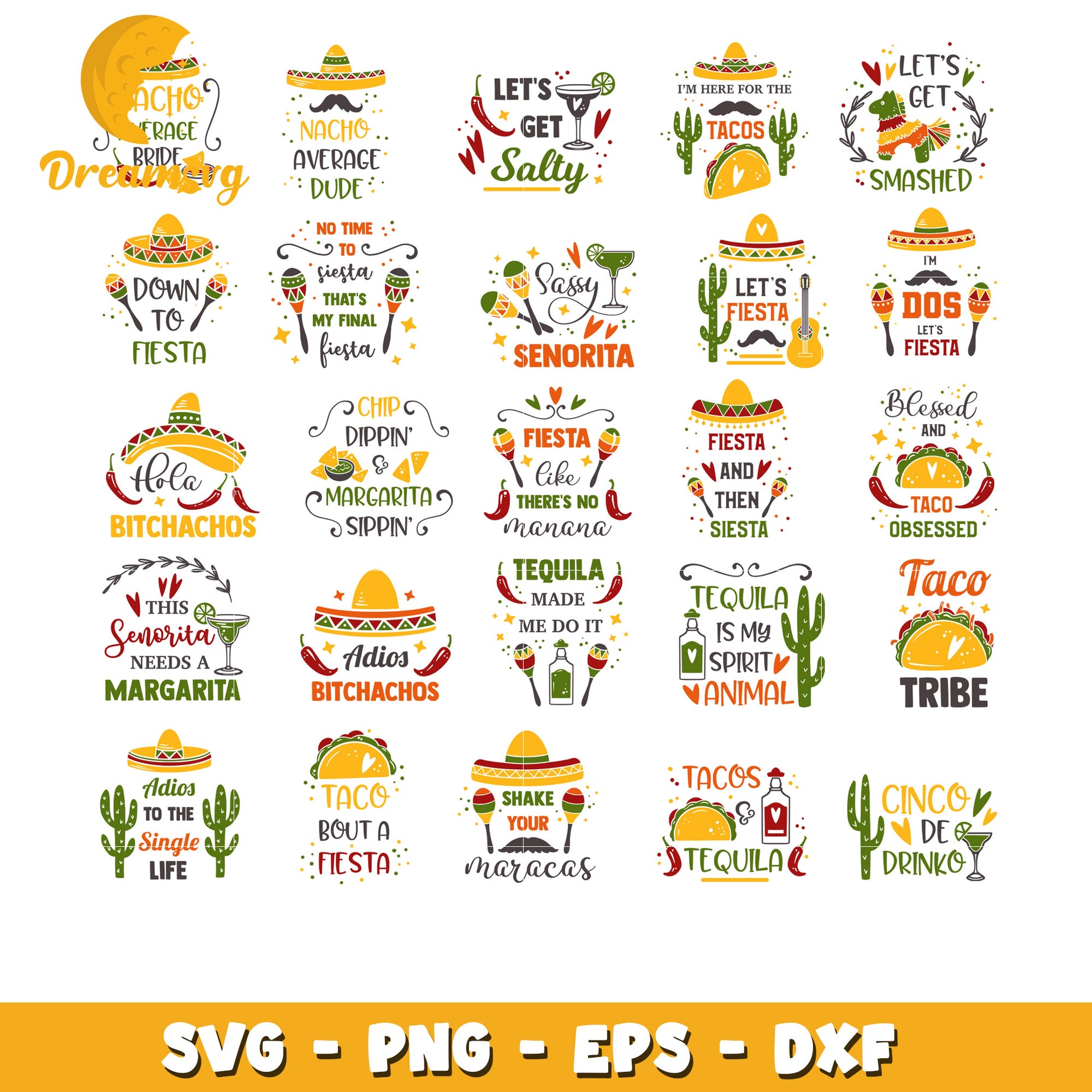 Taco bouta fiesta bundle svg, let's get salty svg, taco tribe svg