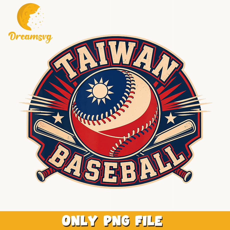 Taiwan Baseball PNG, Sports Design, Retro Art PNG