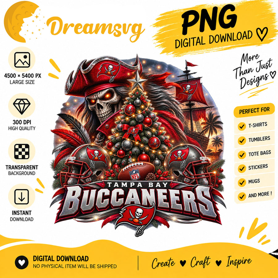 Tampa Bay Buccaneers Christmas PNG, Craft File Design v3