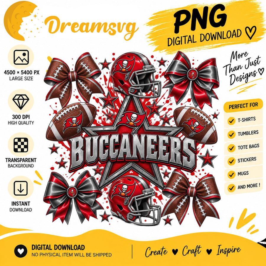 Tampa Bay Buccaneers Coquette Bow Football Helmet Stars PNG