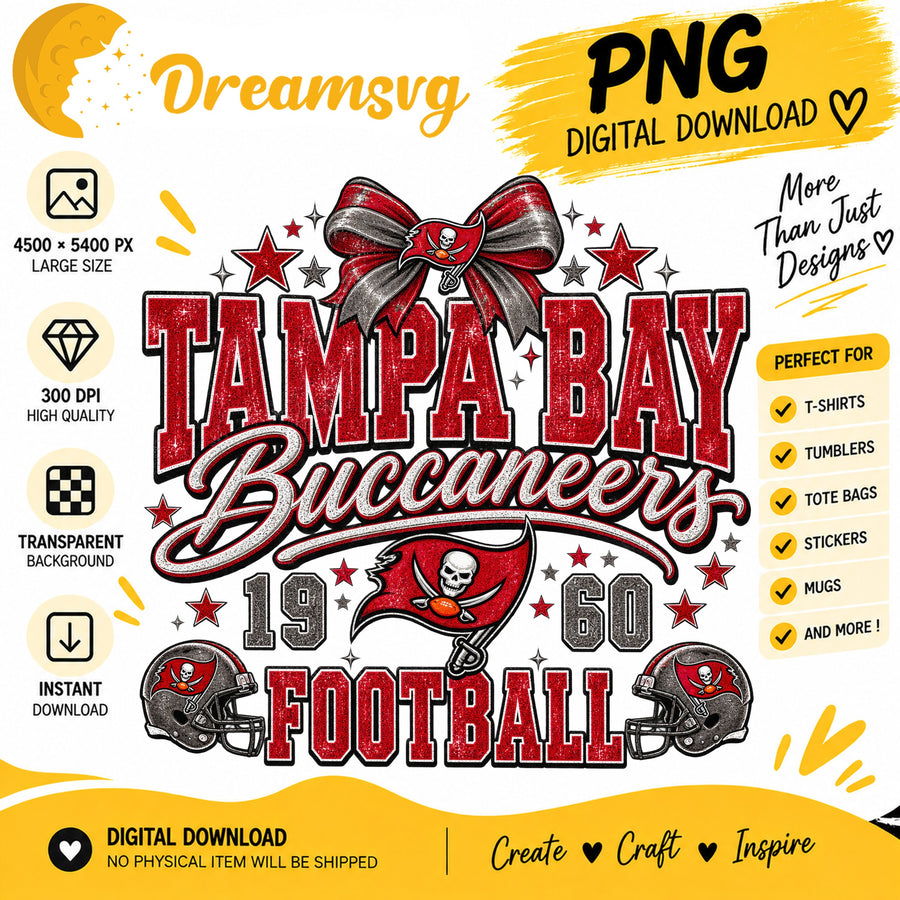 Tampa Bay Buccaneers Coquette Bow NFL Football 1960 PNG