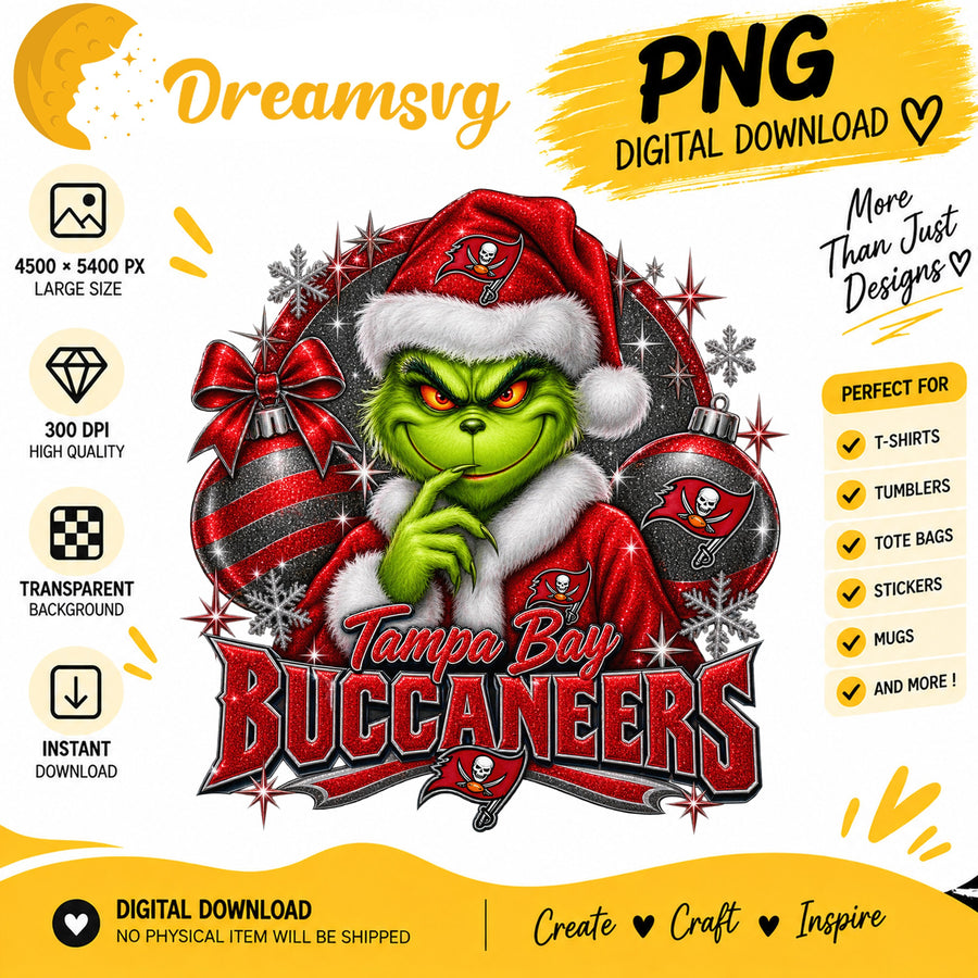 Tampa Bay Buccaneers Grinch Santa Christmas Football PNG