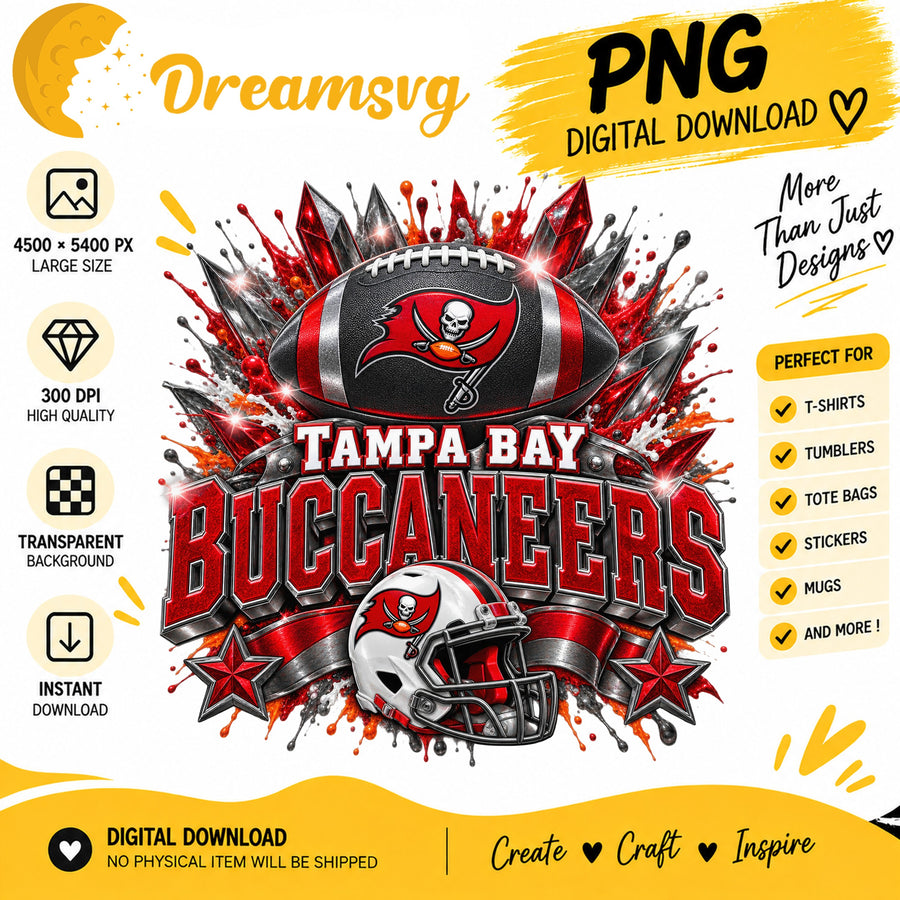Tampa Bay Buccaneers NFL Football Helmet Crystal Splash PNG