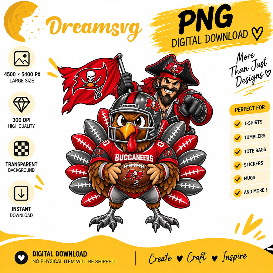 Tampa Bay Buccaneers Turkey Thanksgiving Football Fan PNG