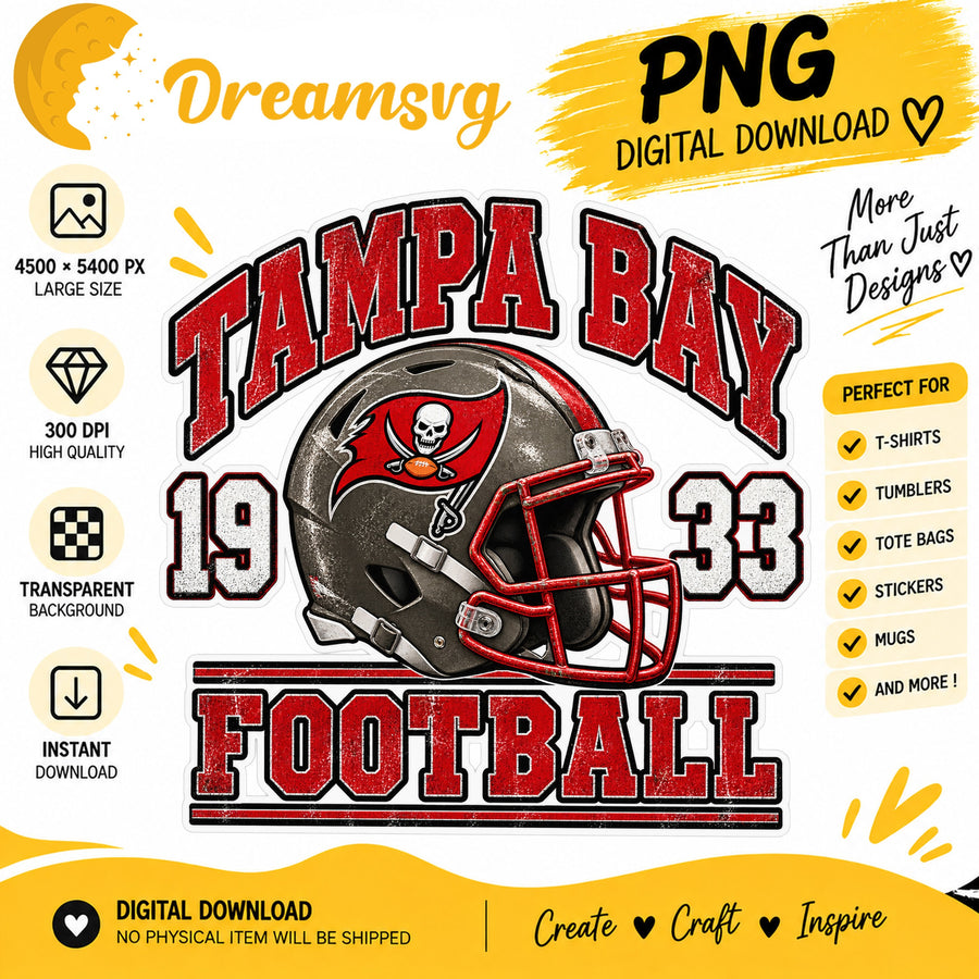 Tampa Bay Buccaneers Vintage Grunge Football Helmet 1933 PNG