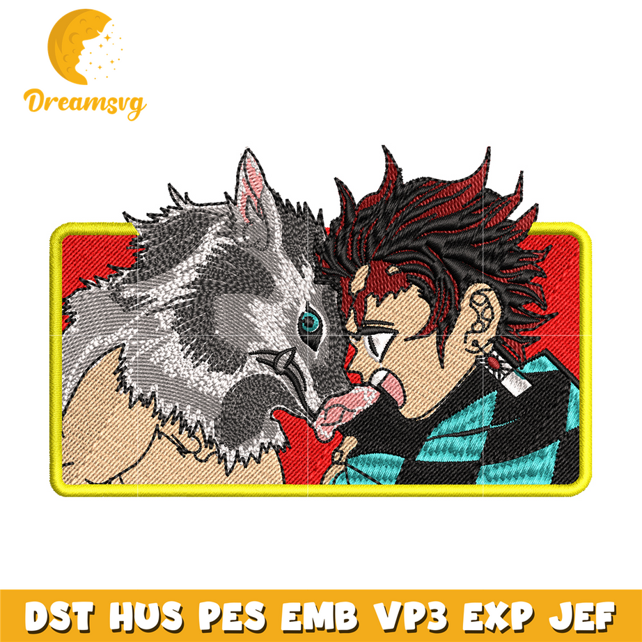 Tanjiro and Inosuke embroidery design