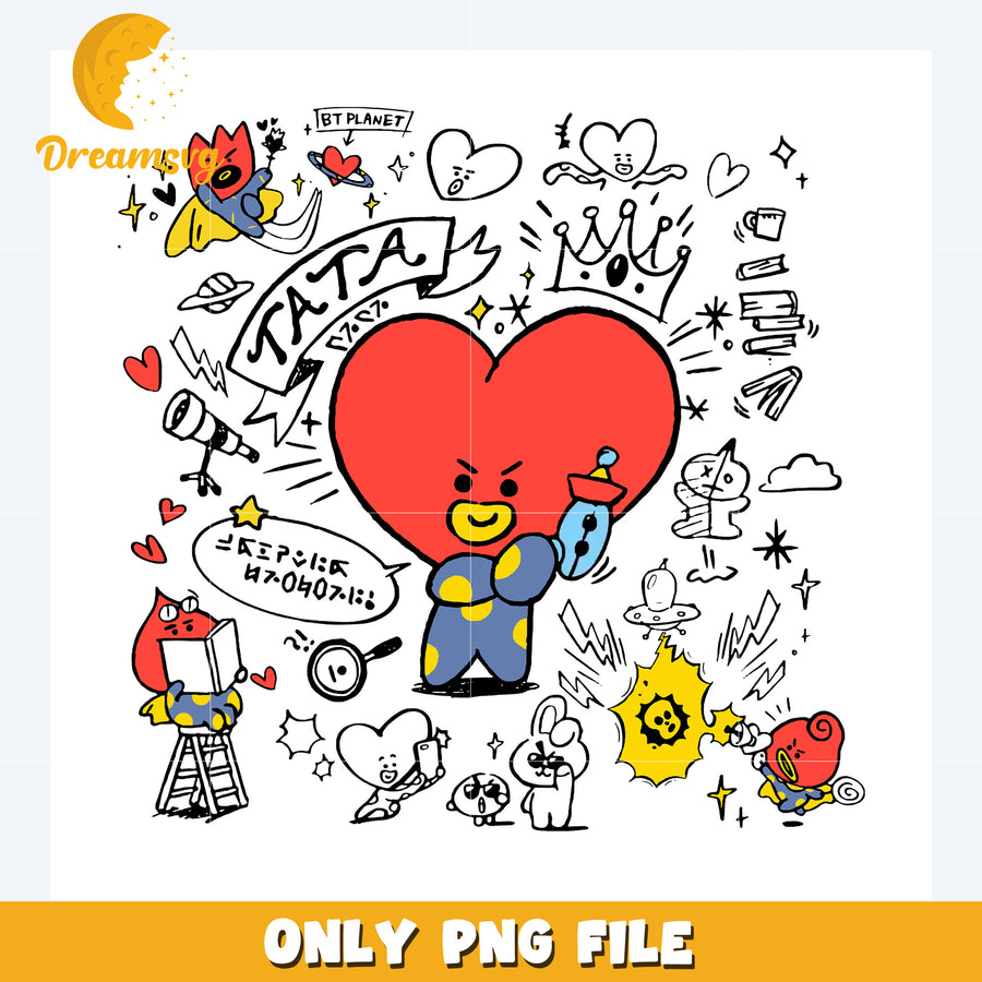 Tata funny character design png, bt21​ png, bt21 plushies​ png