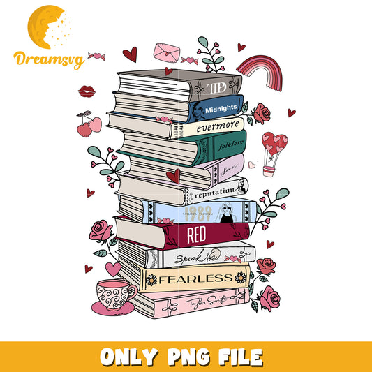 Taylor Swift Albums Book Stack PNG
