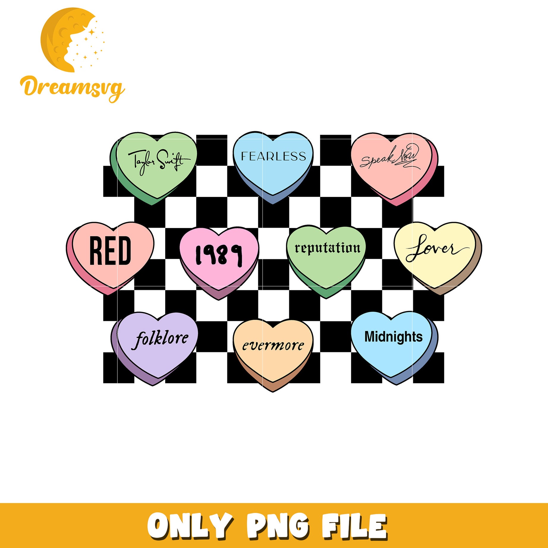 Taylor Swift Albums Candy Hearts PNG