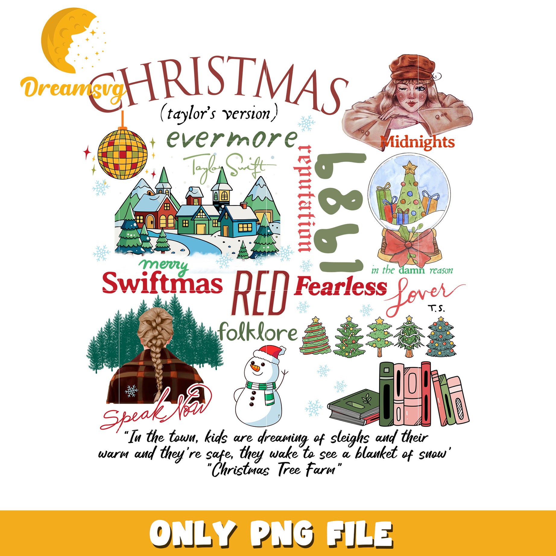 Taylor swift albums design png, christmas taylor's version png