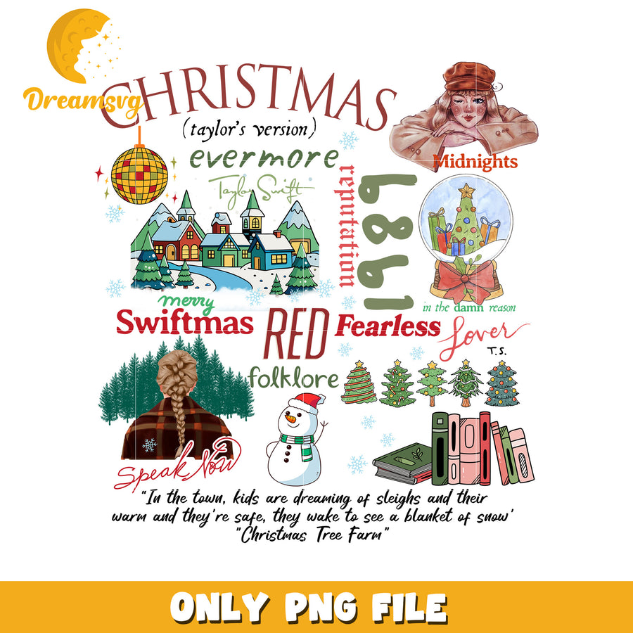 Taylor swift albums design png, christmas taylor's version png