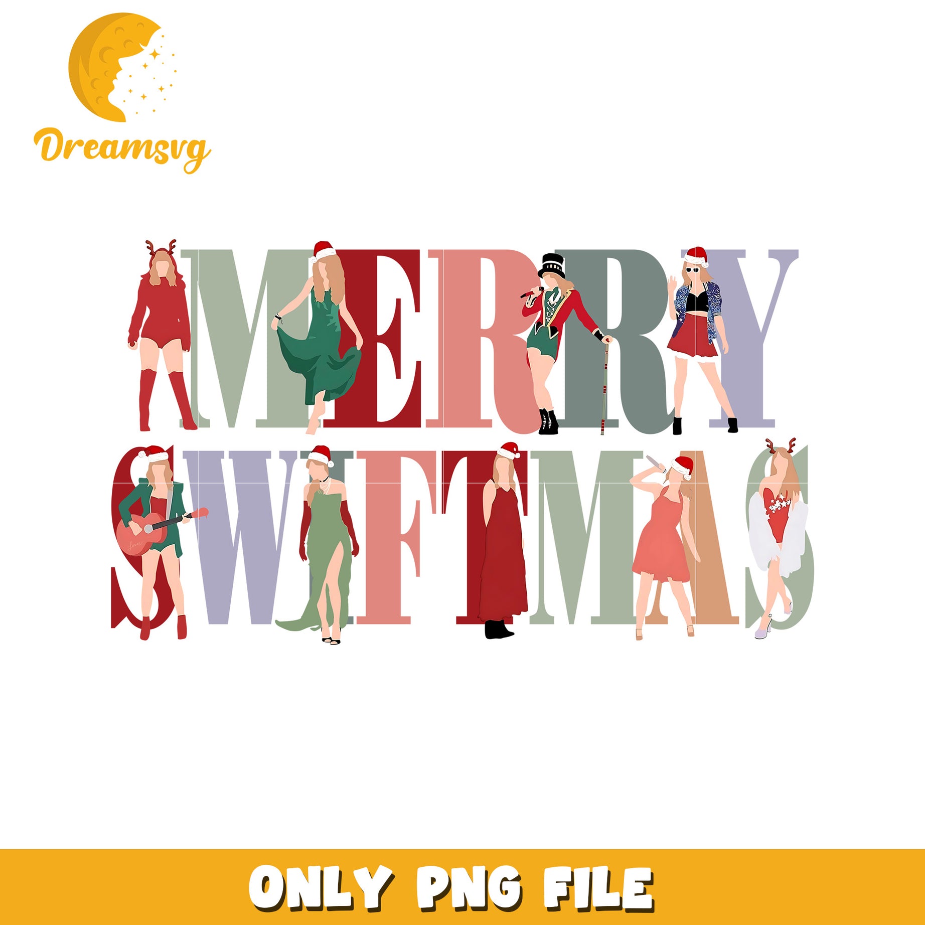 Taylor swift outfits for christmas png, merry swiftmas png