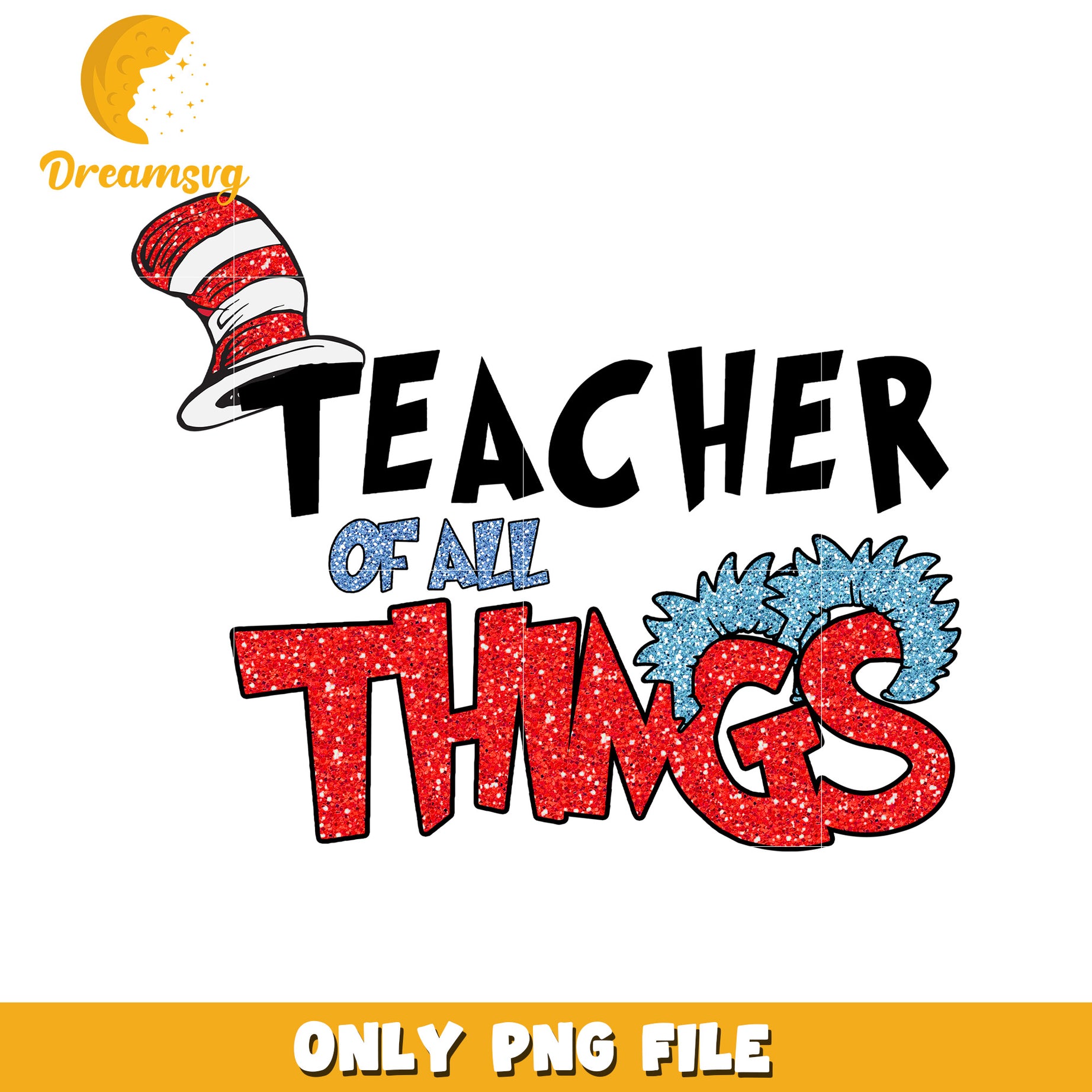 Teacher Of All Things PNG Glitter Design