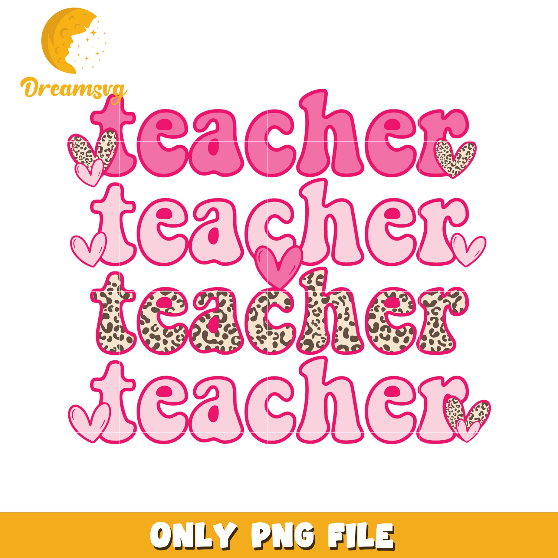 Teacher PNG Design Pink Leopard