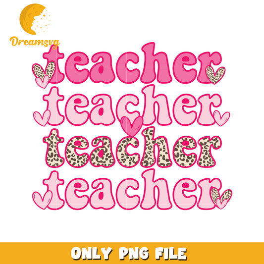 Teacher PNG Design Pink Leopard