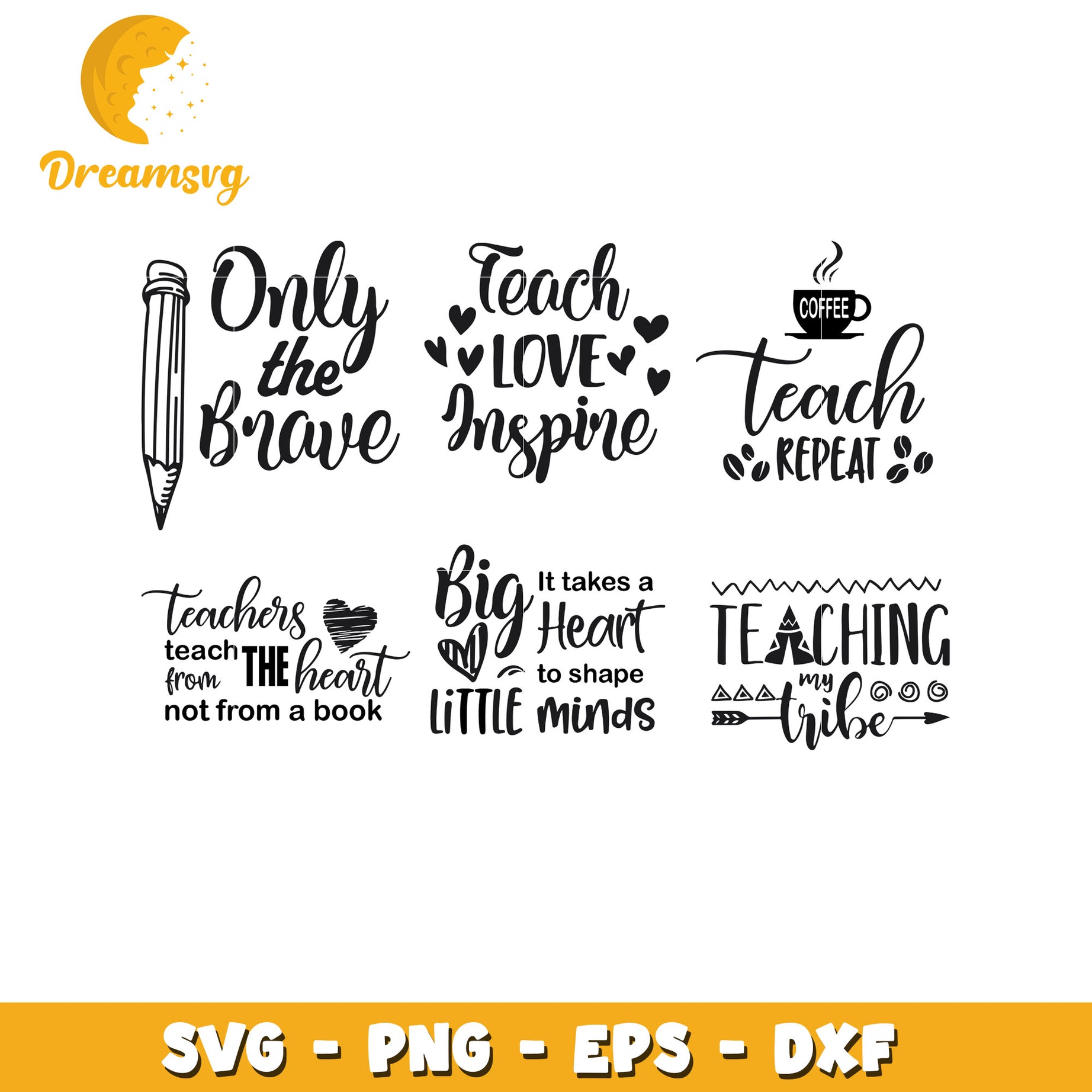 Teach love inspire bundle svg, ony the brave svg, teacher svg