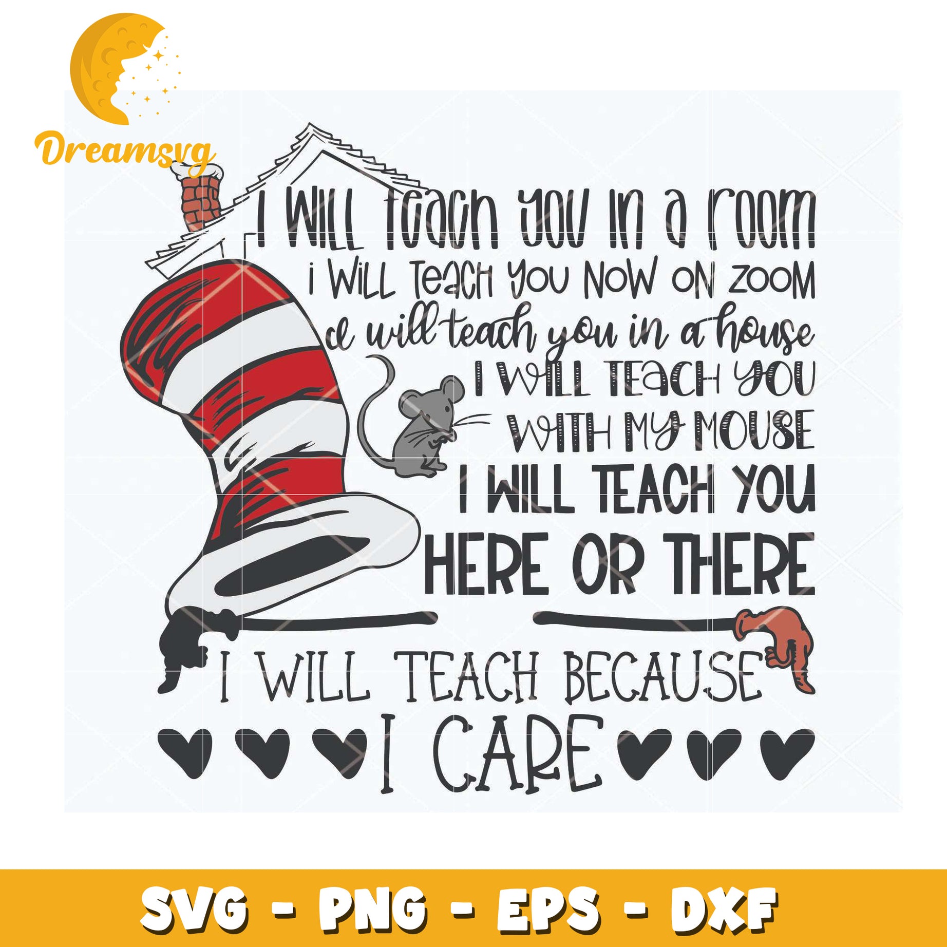 Teacher SVG Cat In The Hat Design