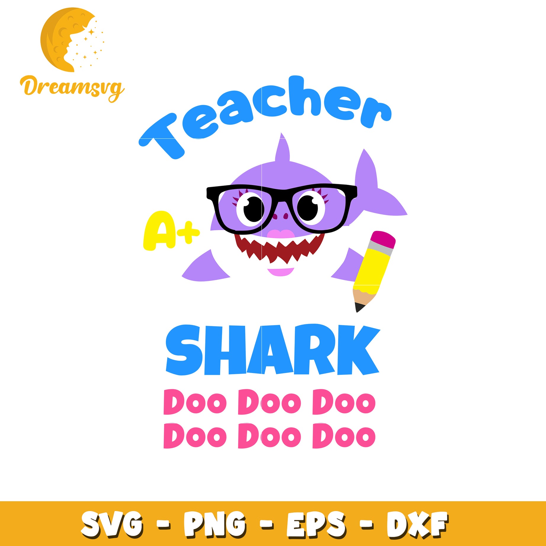 Teacher Shark SVG Cut File PNG EPS DXF