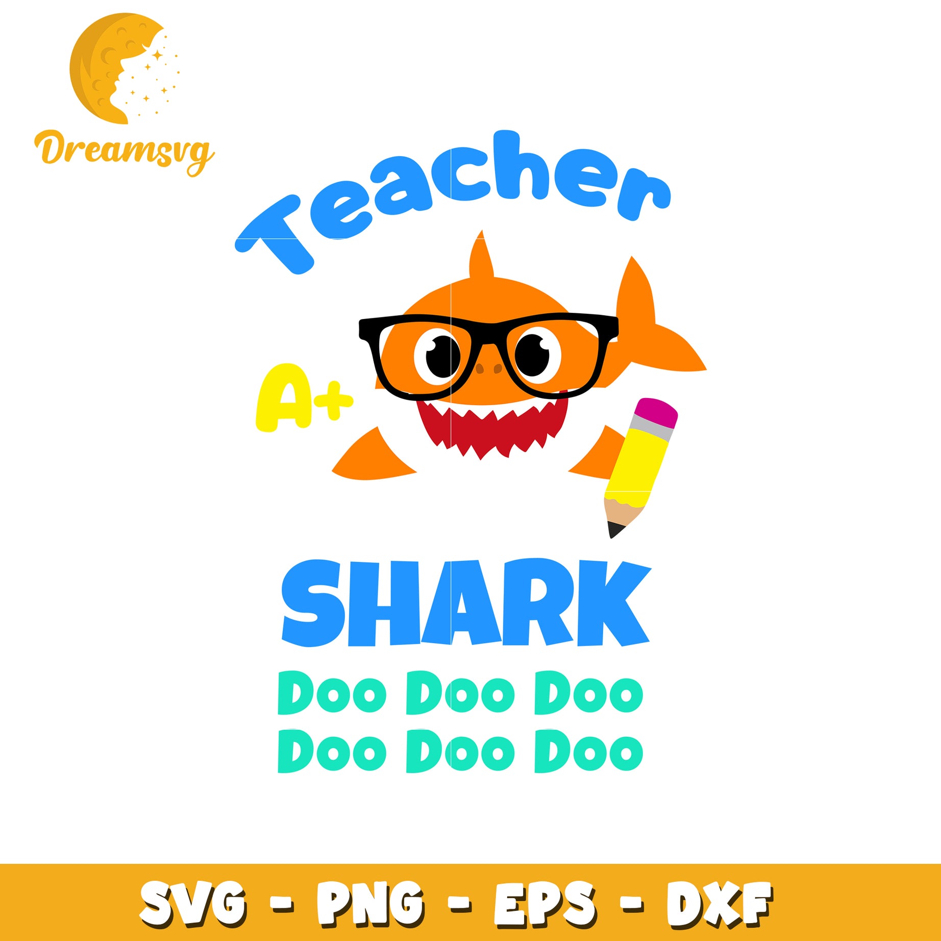 Teacher Shark SVG PNG EPS DXF Cut File