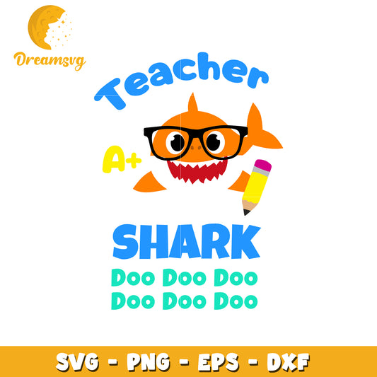 Teacher Shark SVG PNG EPS DXF Cut File