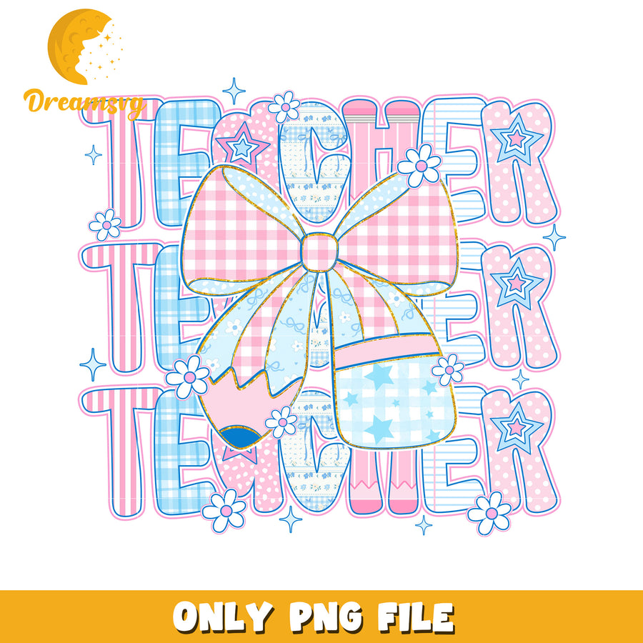 Teacher pencil png, pencil with name png, school supplies png