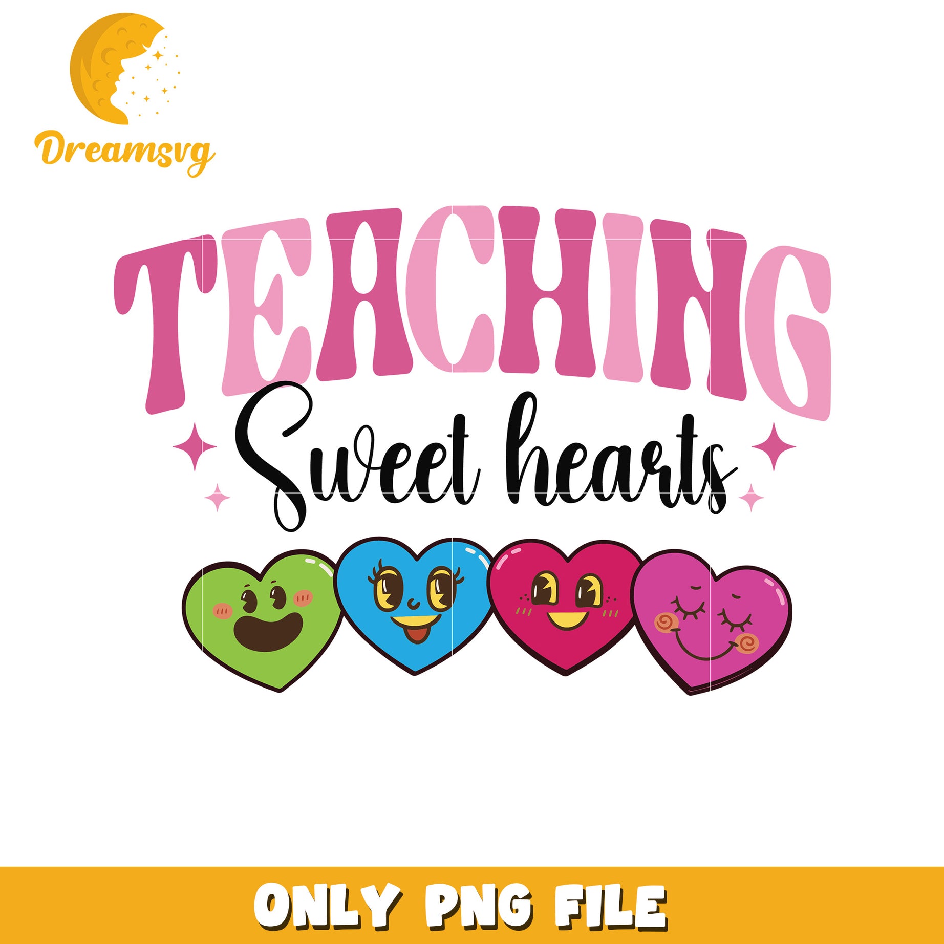 Teaching Sweet Hearts Cute PNG Design for Educators