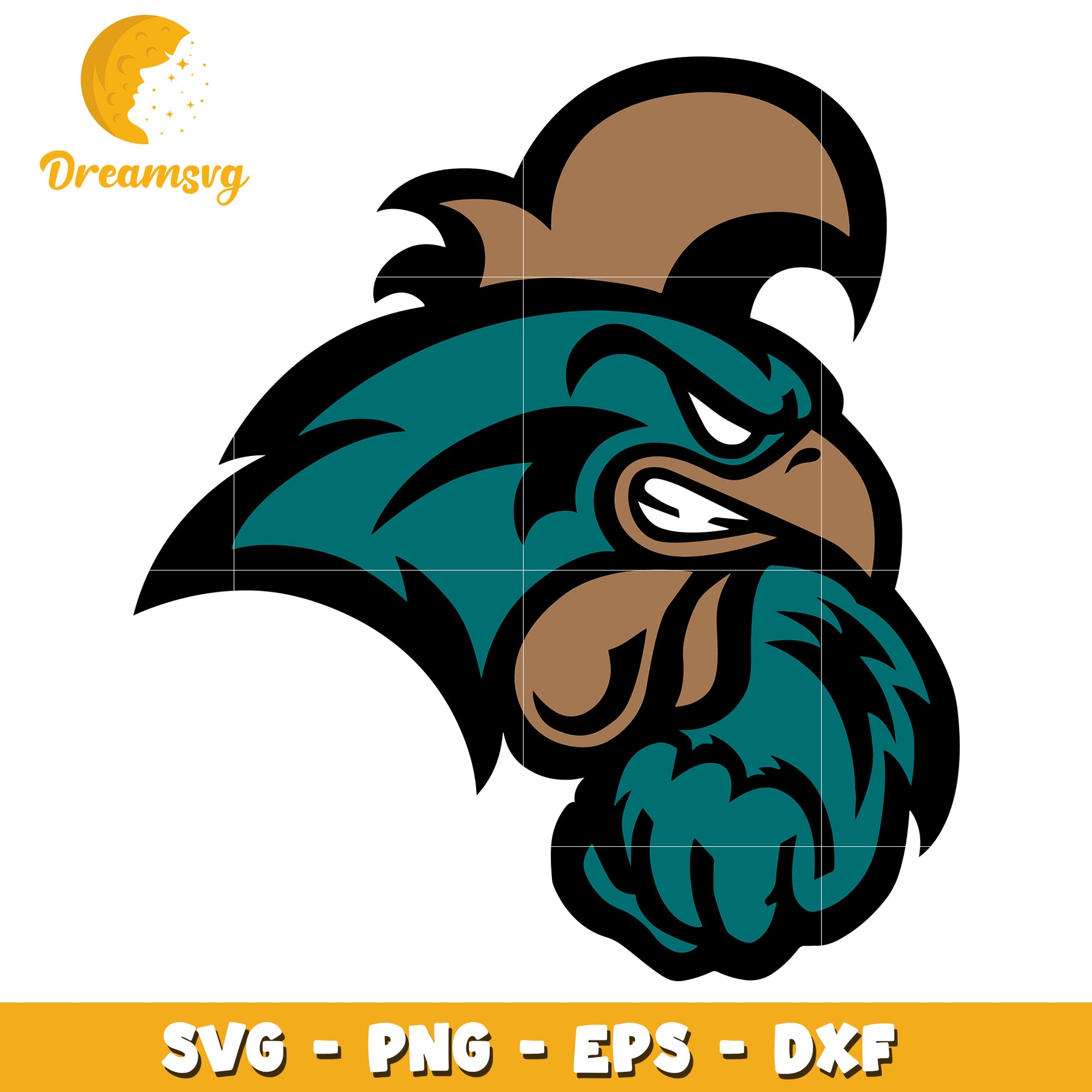 Teal Rooster Mascot SVG PNG EPS DXF