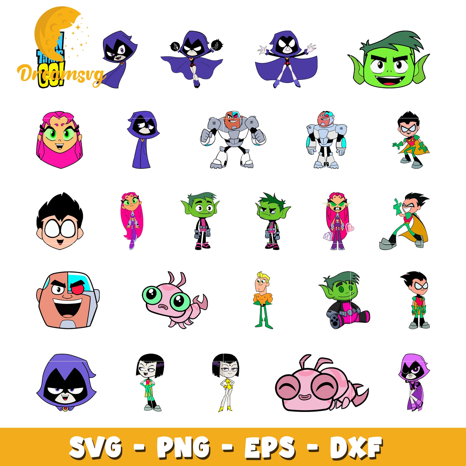 Teen Titans Go characters bundle svg, go teen titans​​ svg