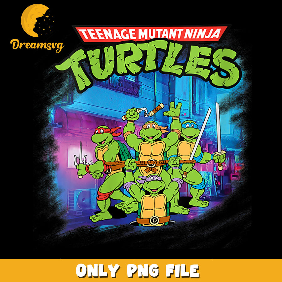 Teenage Mutant Ninja Turtles Group Street PNG, TMNT Cartoon, Retro PNG