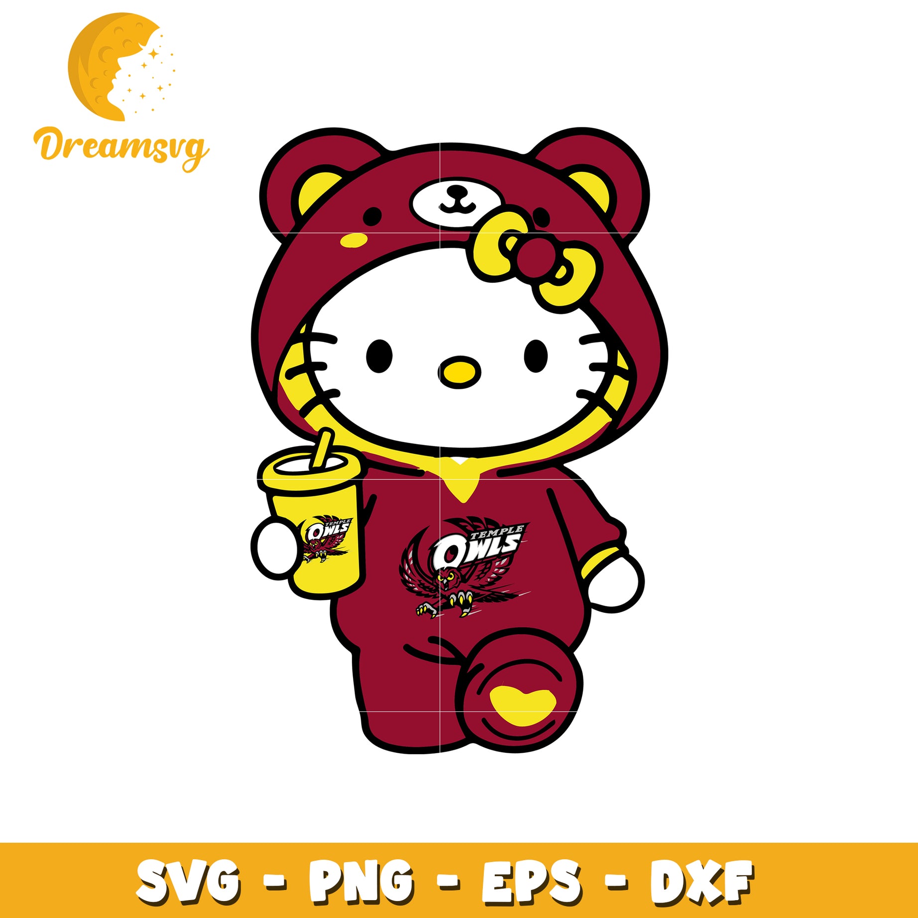 Temple Owls Hello Kitty SVG Design