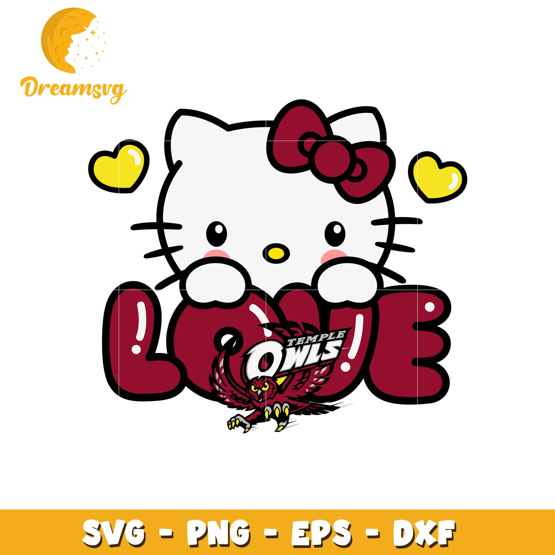 Temple Owls Hello Kitty SVG Love