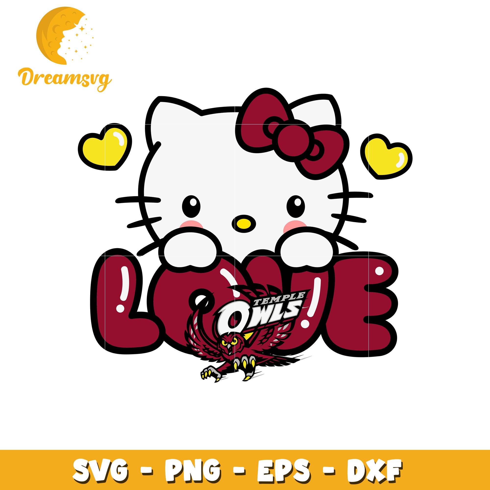 Temple Owls Hello Kitty SVG Love
