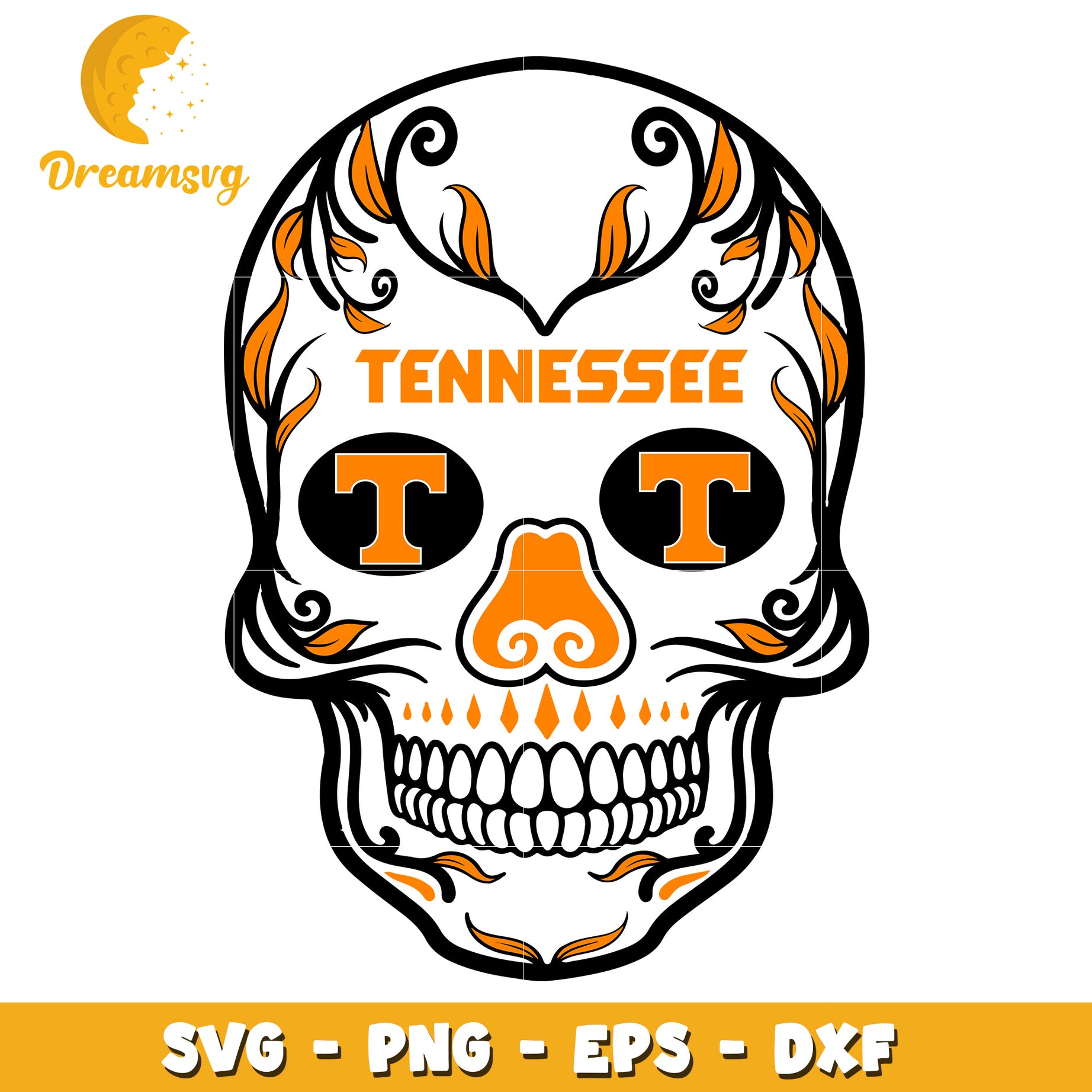 Tennessee Volunteers Sugar Skull SVG