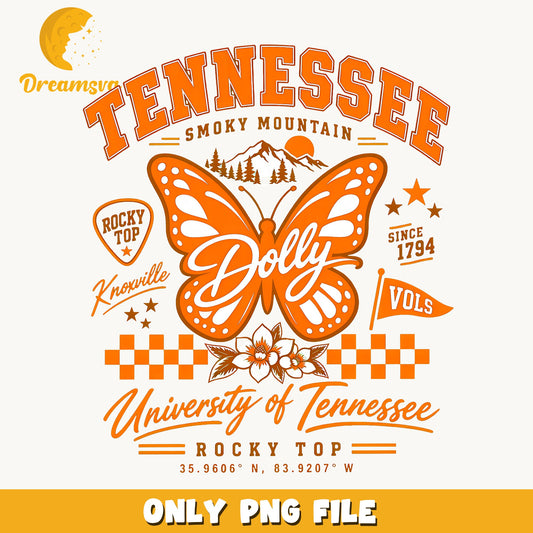 Tennessee Smoky Mountain Dolly, Orange Butterfly Checkered Volls