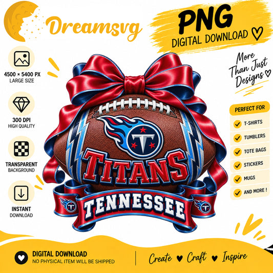 Tennessee Titans Coquette Bow Football Sublimation PNG