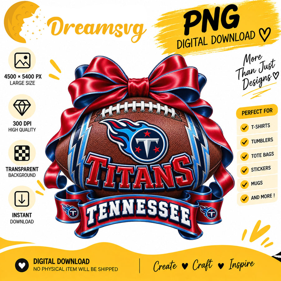 Tennessee Titans Coquette Bow Football Sublimation PNG