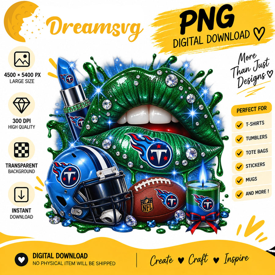 Tennessee Titans Dripping Lips PNG, Outfit Portrait Clipart