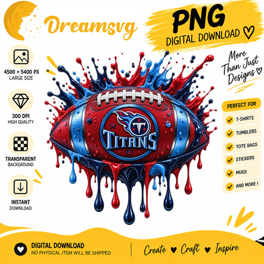 Tennessee Titans Dripping Paint Splash Football PNG