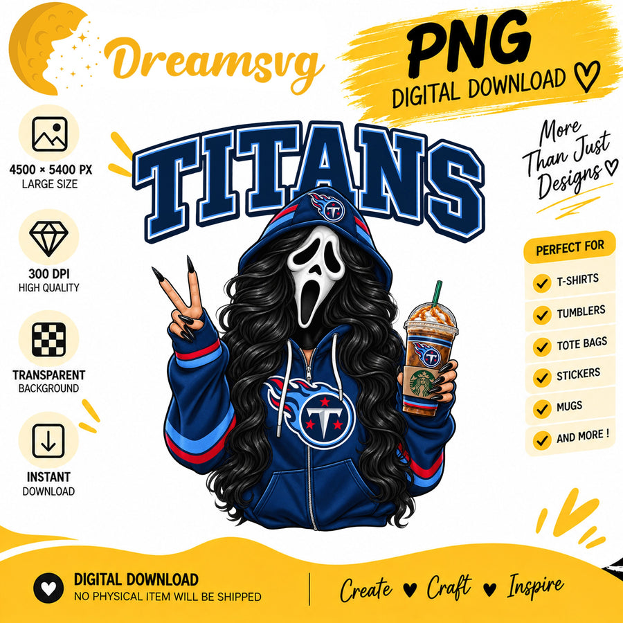 Tennessee Titans Ghost Face Halloween Football Fan Girl PNG