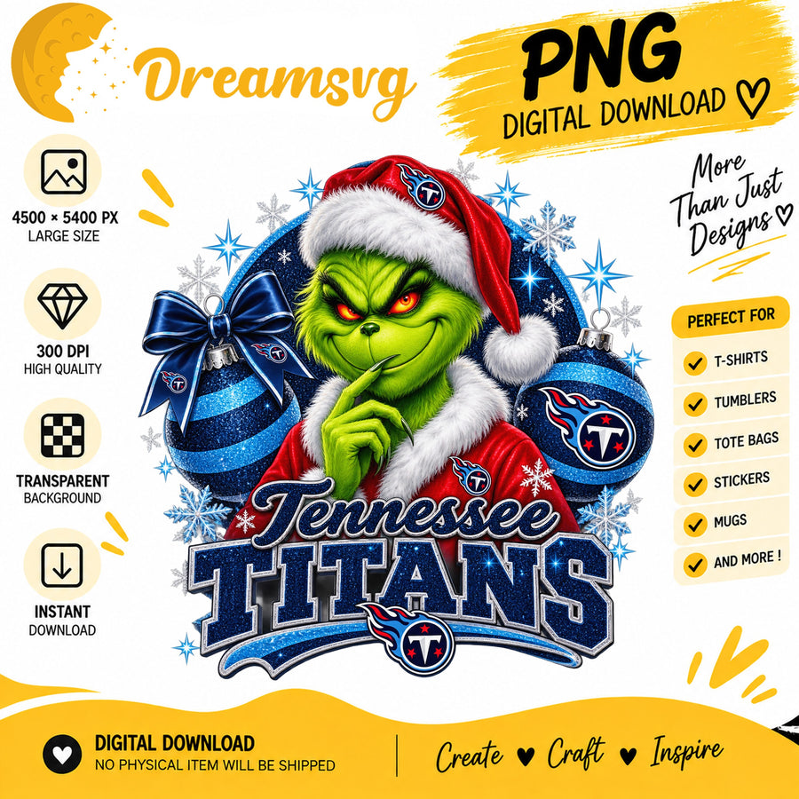 Tennessee Titans Grinch Santa Christmas Football PNG