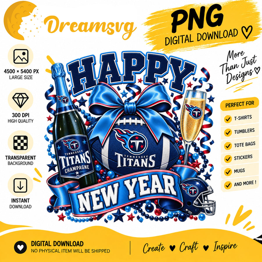 Tennessee Titans Happy New Year PNG, Craft File Design v11