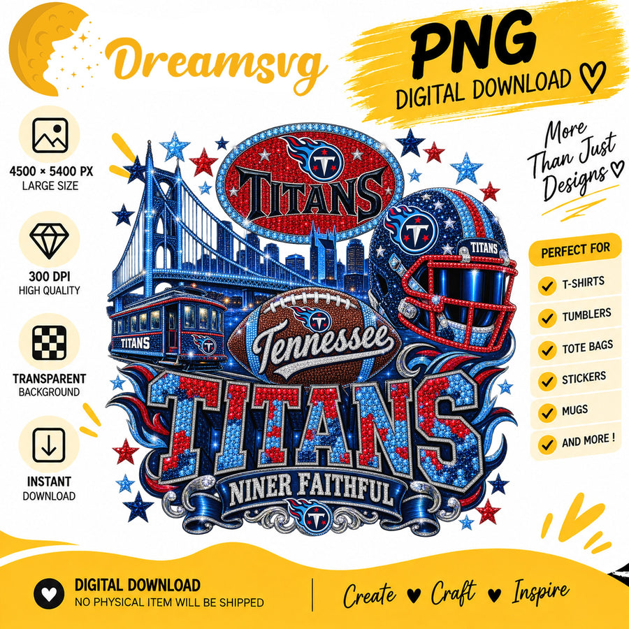 Tennessee Titans Niner Faithful Glitter Football City PNG
