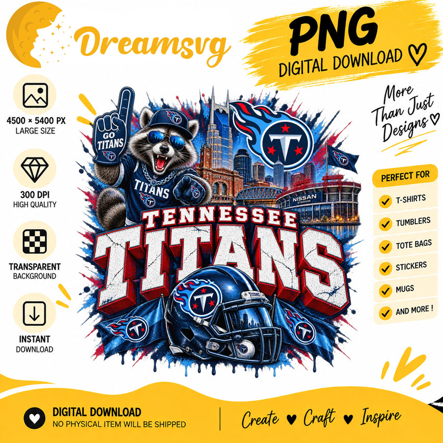 Tennessee Titans Raccoon Mascot Stadium Skyline PNG