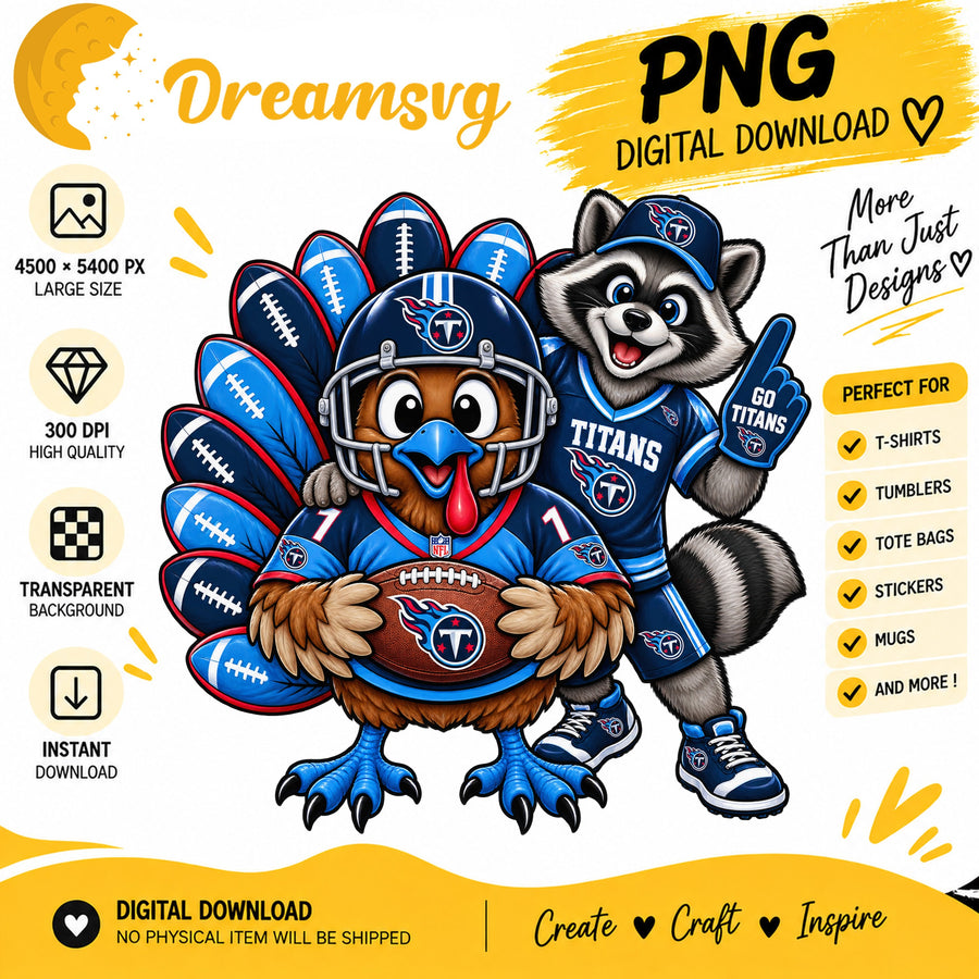 Tennessee Titans Turkey Raccoon Thanksgiving Football PNG