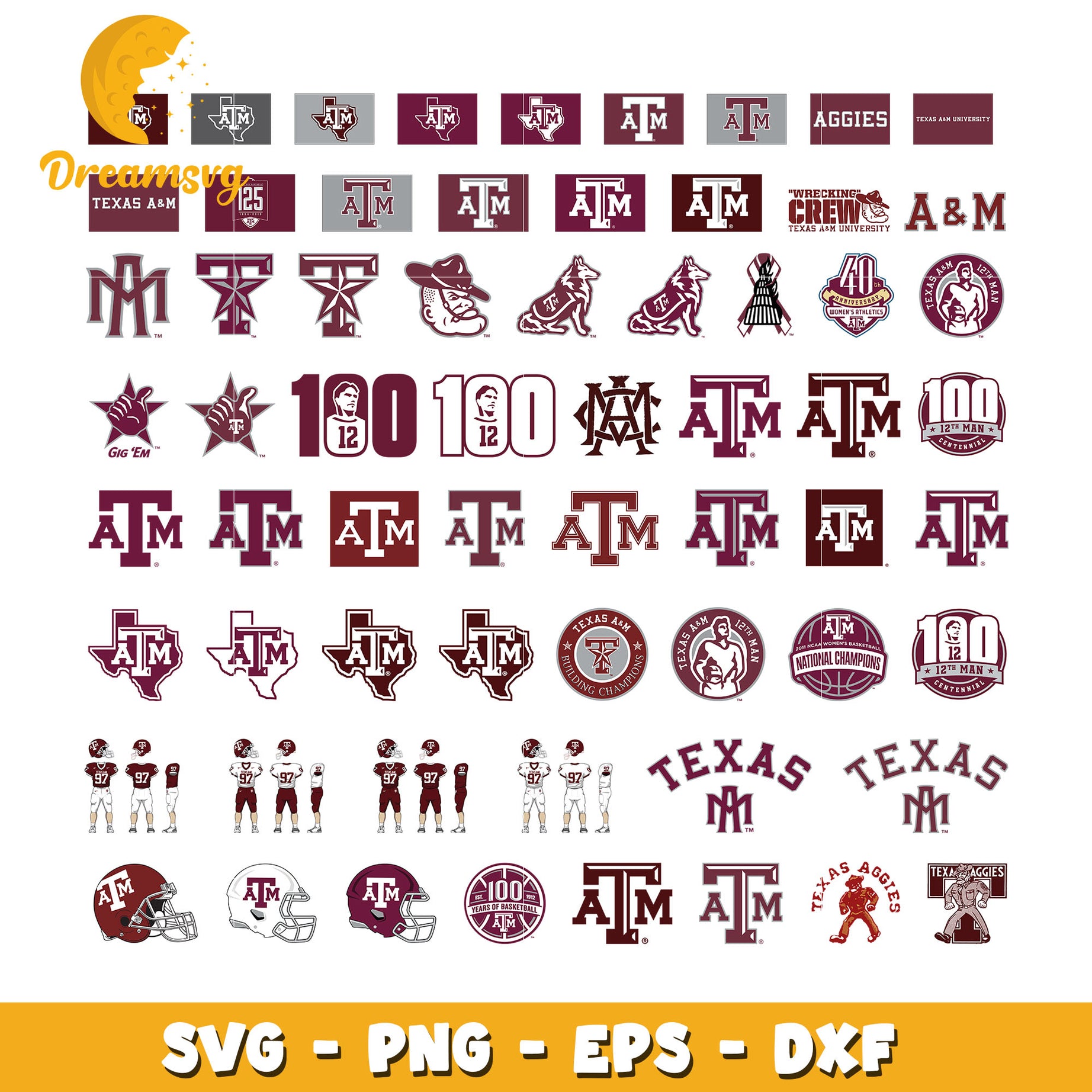 Texas a&m aggies logo design bundle svg, texas a&m aggies football​ svg