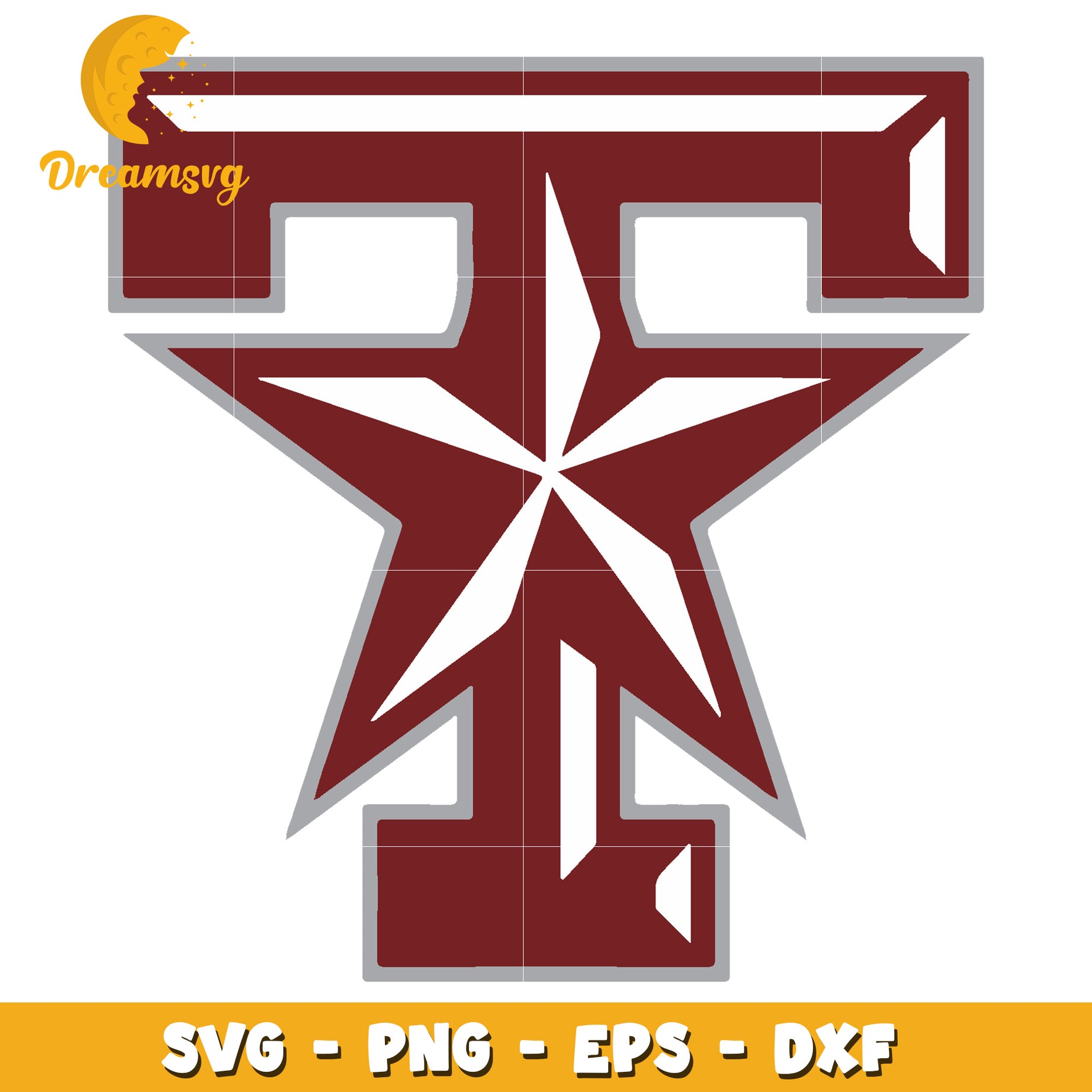 Texas Star T SVG PNG EPS DXF Cut File