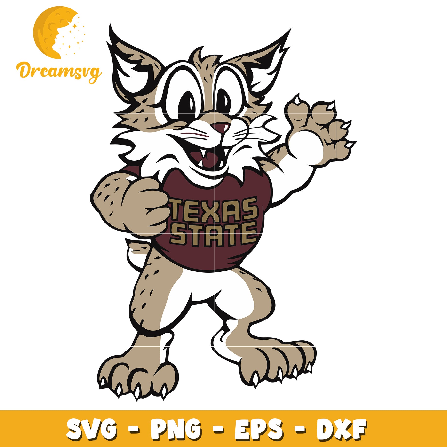 Texas State Bobcat Mascot SVG PNG EPS DXF